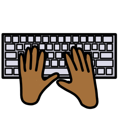 two light brown hands typing on a keyboard